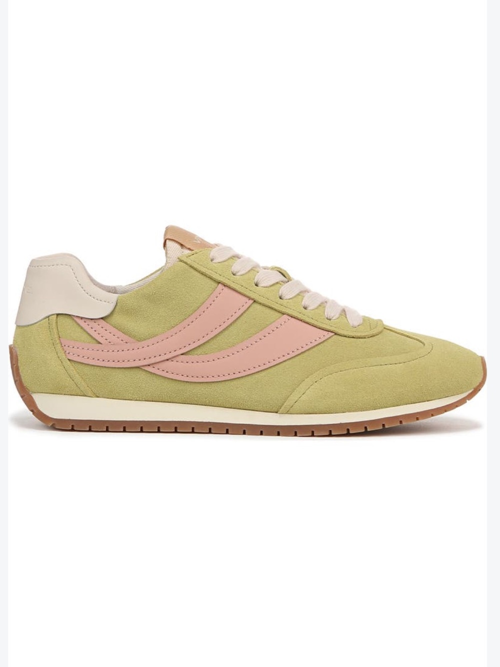 Vince Olive Green and Blush Retro Runner Sneakers